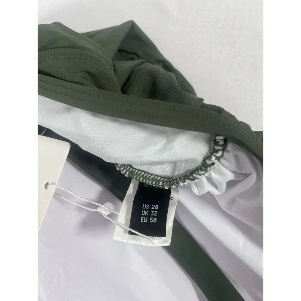 Bloomchic Solid Halter Mesh Insert Knotted Back One Piece Swimsuit Size 28 NWT - Picture 5 of 5